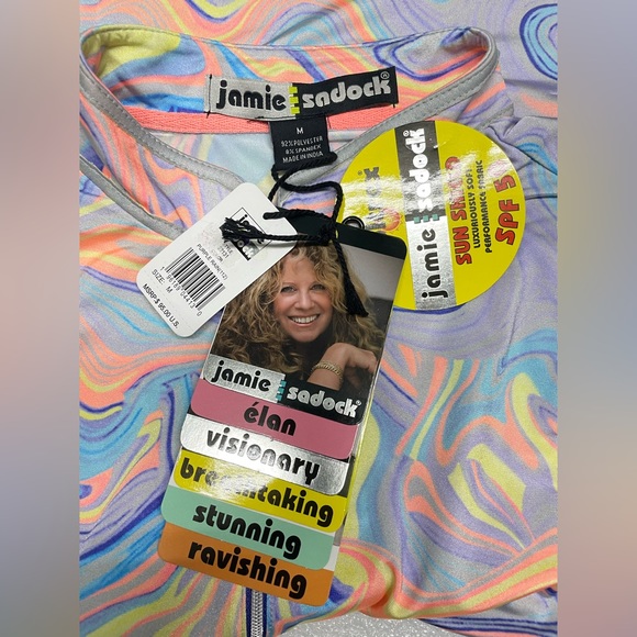 Jamie Sadock Women's Purple Rain Swirl Golf Polo 3/4 Sleeves Sz s &M MSRP $95 - Picture 7 of 7